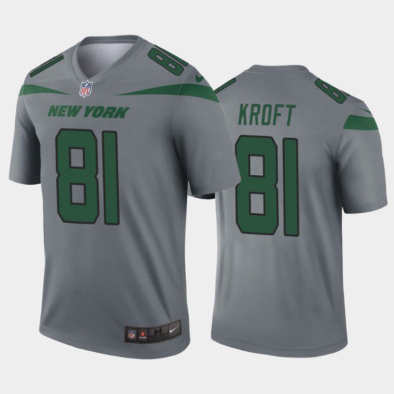 Men New York Jets #81 Tyler Kroft Nike Grey Inverted Legend NFL Jersey